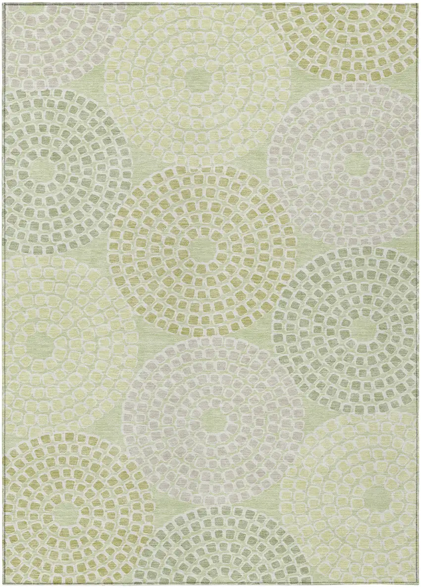 Mint Green And Light Purple Geometric Washable Indoor Outdoor Area Rug Photo 2
