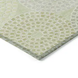 Photo of Mint Green And Light Purple Geometric Washable Indoor Outdoor Area Rug