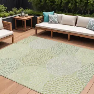 Photo of Mint Green And Light Purple Geometric Washable Indoor Outdoor Area Rug