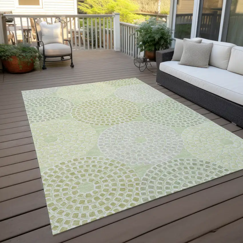 Mint Green And Light Purple Geometric Washable Indoor Outdoor Area Rug Photo 9
