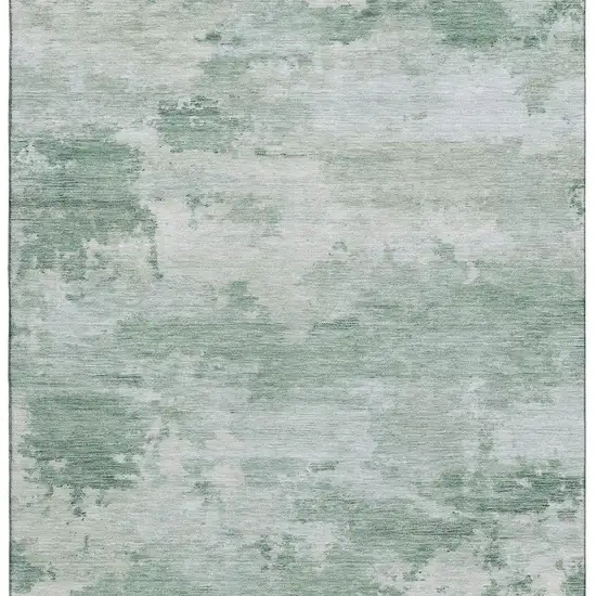 Mint Green And Pale Aqua Abstract Washable Area Rug With UV Protection Photo 4