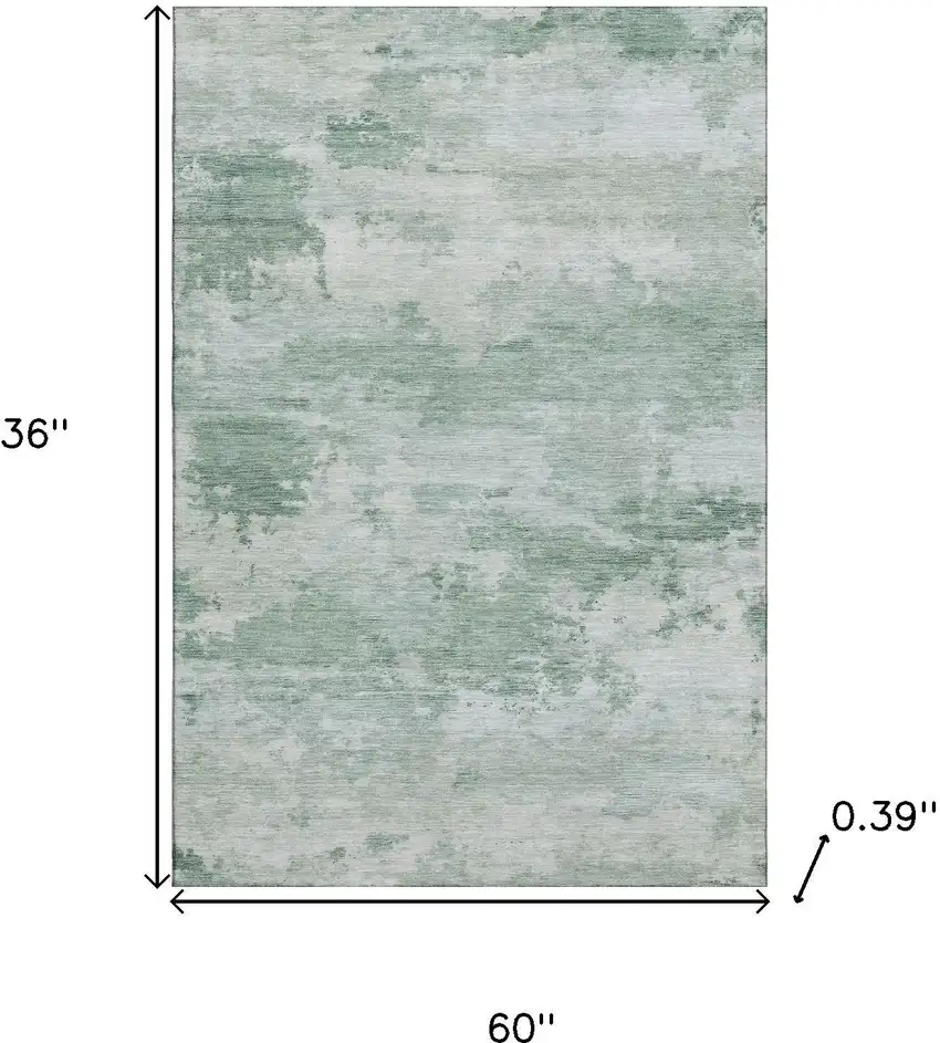 Mint Green And Pale Aqua Abstract Washable Area Rug With UV Protection Photo 9