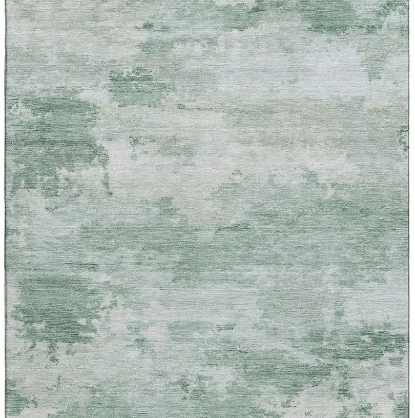 Mint Green And Pale Aqua Abstract Washable Area Rug With UV Protection Photo 4
