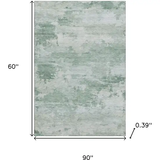 Mint Green And Pale Aqua Abstract Washable Area Rug With UV Protection Photo 9