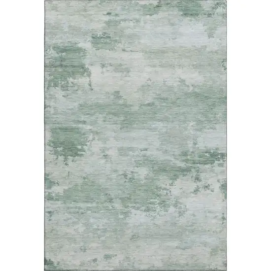Mint Green And Pale Aqua Abstract Washable Area Rug With UV Protection Photo 1