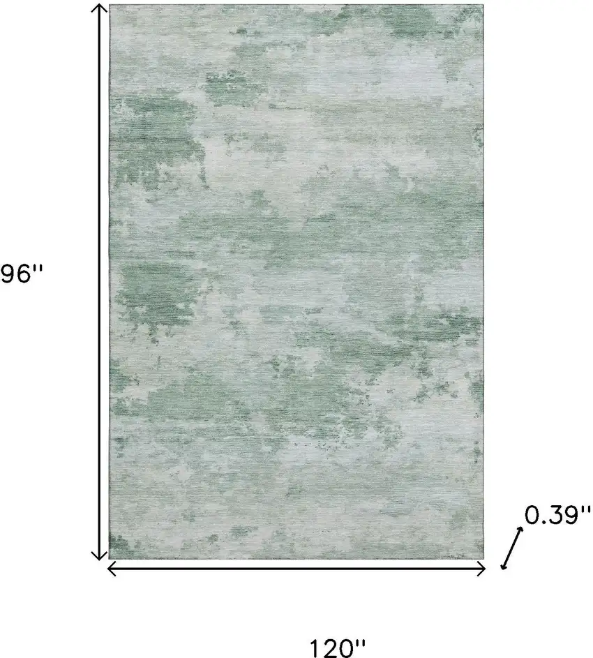 Mint Green And Pale Aqua Abstract Washable Area Rug With UV Protection Photo 9