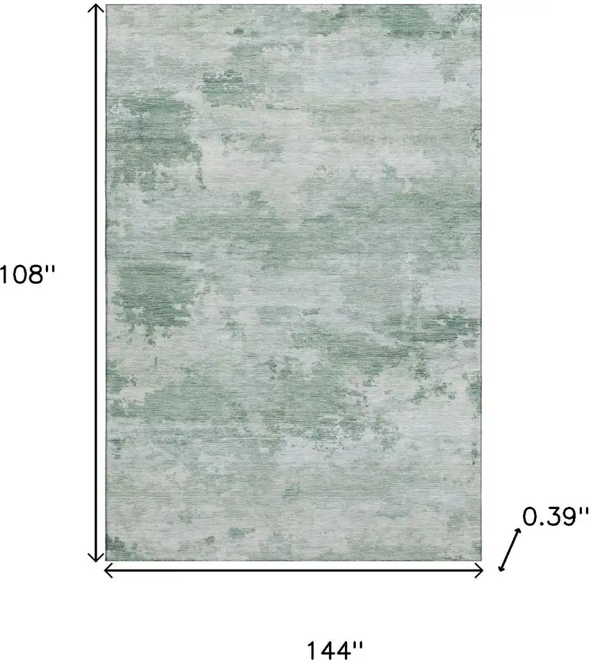 Mint Green And Pale Aqua Abstract Washable Area Rug With UV Protection Photo 9
