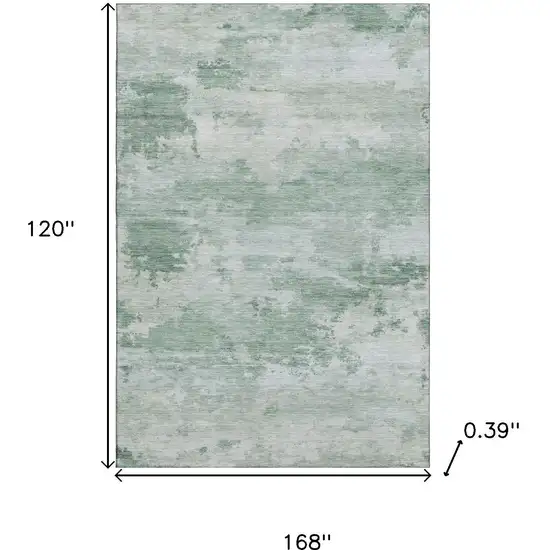 Mint Green And Pale Aqua Abstract Washable Area Rug With UV Protection Photo 9