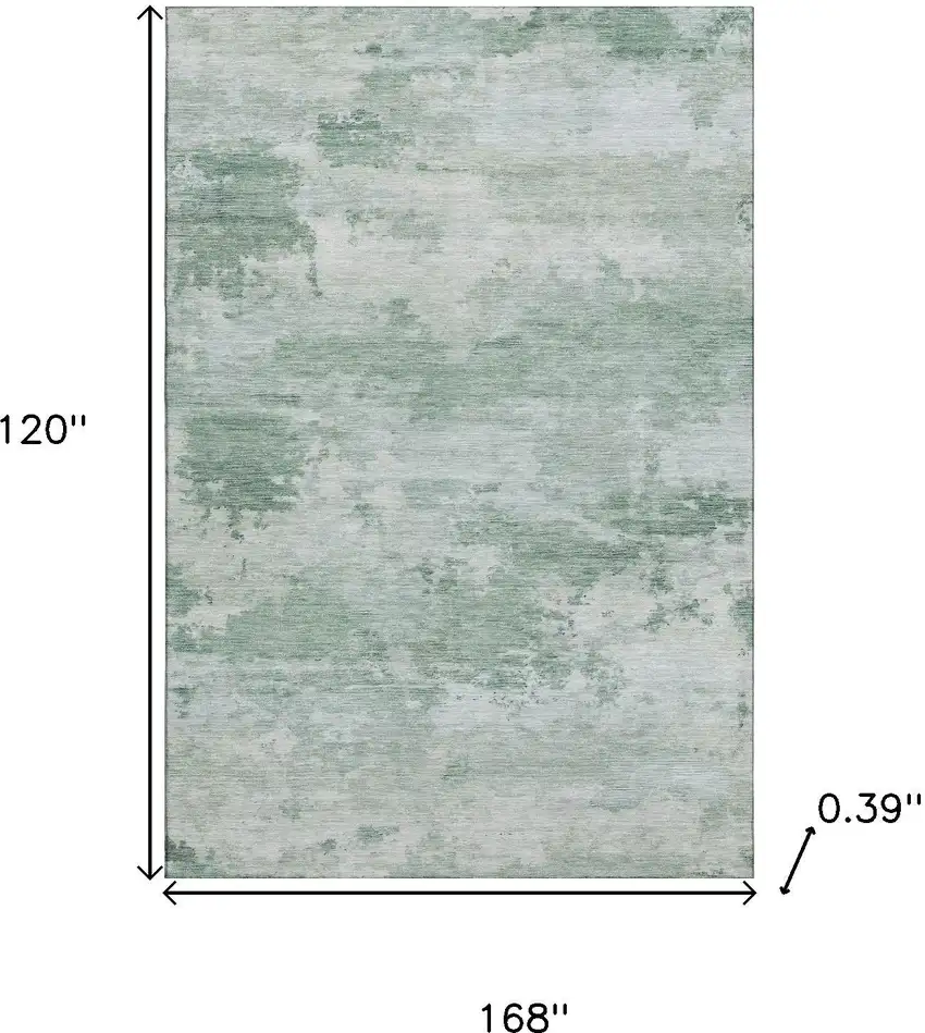 Mint Green And Pale Aqua Abstract Washable Area Rug With UV Protection Photo 9