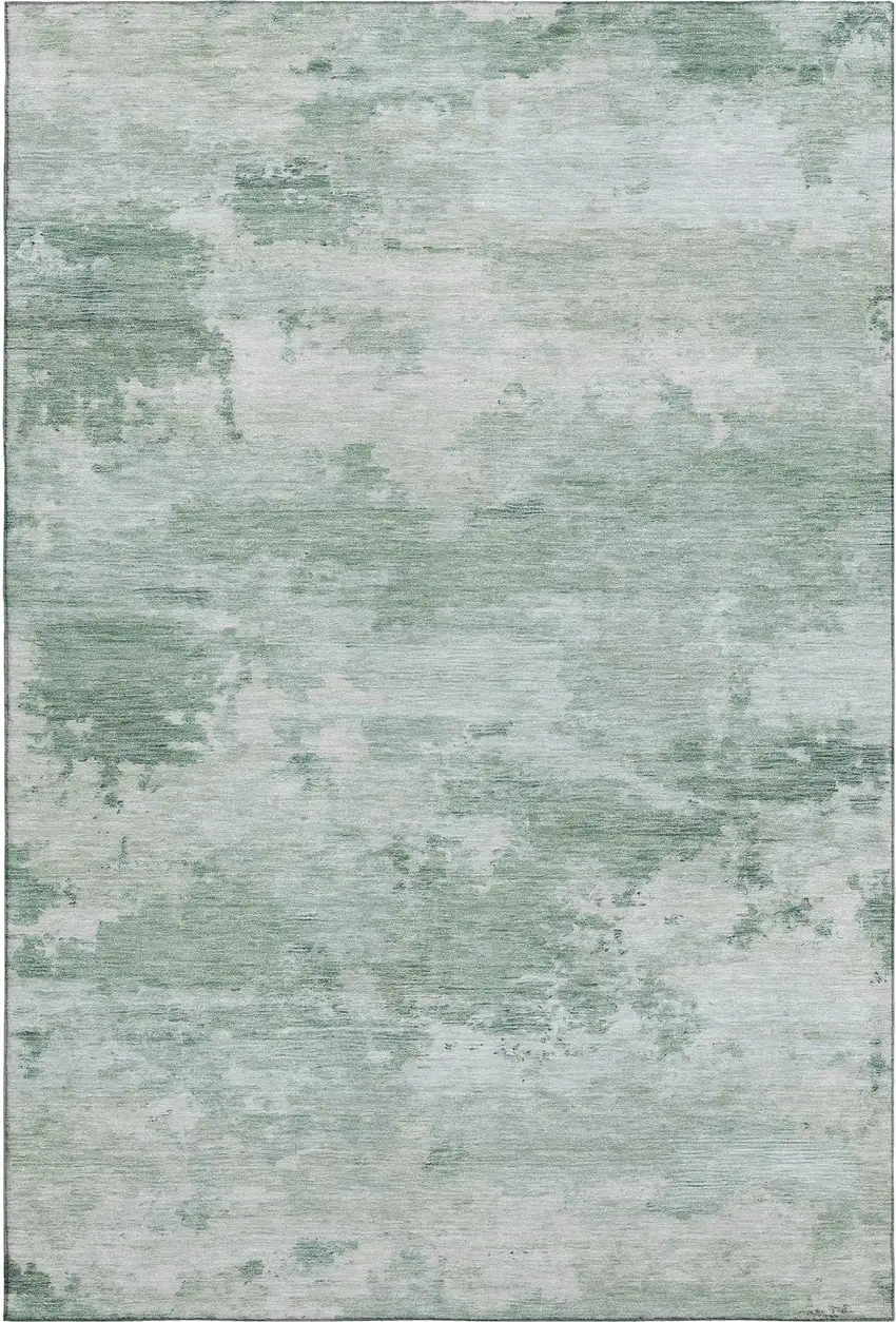Mint Green And Pale Aqua Abstract Washable Area Rug With UV Protection Photo 1