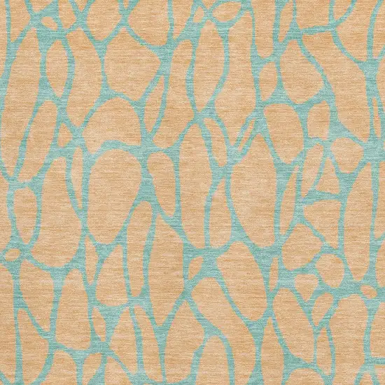 Mint Green And Peach Geometric Washable Area Rug With UV Protection Photo 2