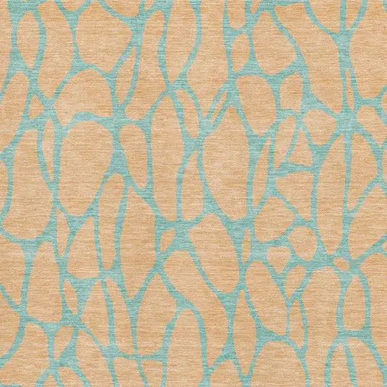 Mint Green And Peach Geometric Washable Area Rug With UV Protection Photo 2