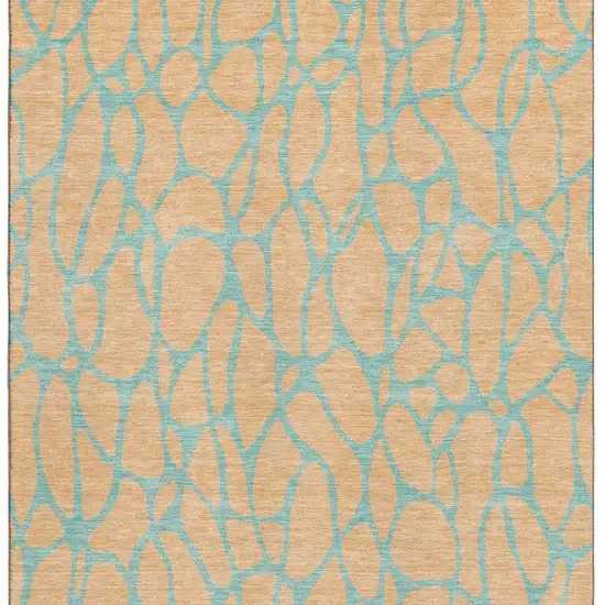 Mint Green And Peach Geometric Washable Area Rug With UV Protection Photo 2