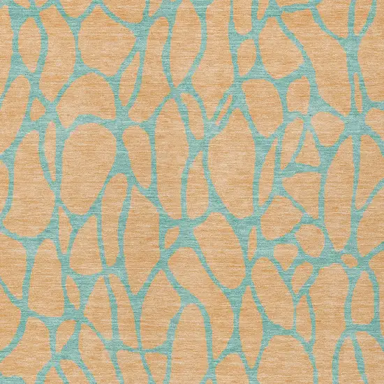 Mint Green And Peach Geometric Washable Indoor Outdoor Area Rug Photo 6