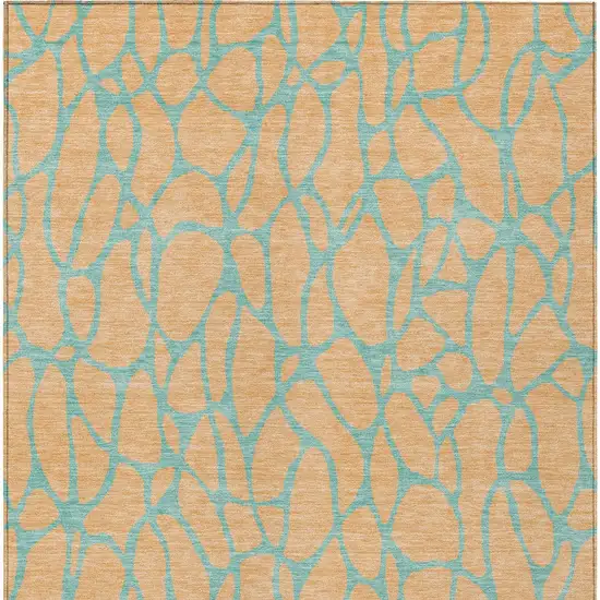 Mint Green And Peach Geometric Washable Indoor Outdoor Area Rug Photo 7