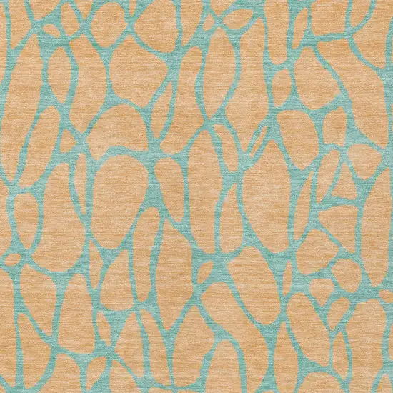 Mint Green And Peach Geometric Washable Indoor Outdoor Area Rug Photo 6