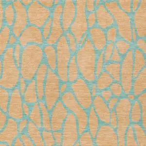 Photo of Mint Green And Peach Geometric Washable Indoor Outdoor Area Rug