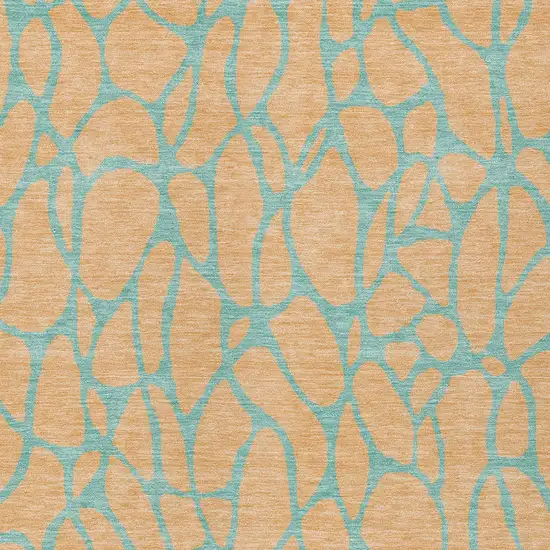 Mint Green And Peach Geometric Washable Indoor Outdoor Area Rug Photo 6