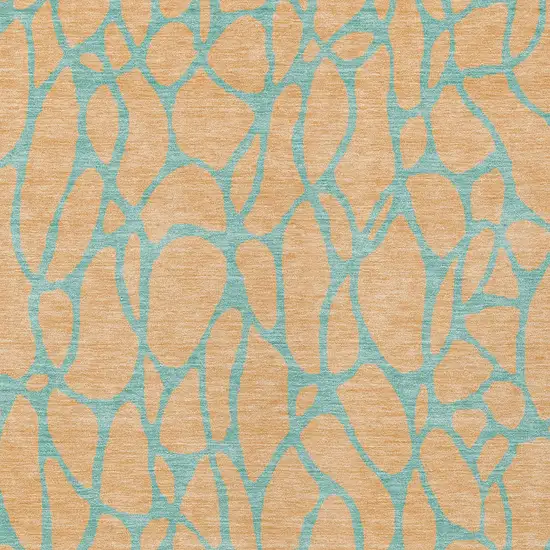 Mint Green And Peach Geometric Washable Indoor Outdoor Area Rug Photo 6
