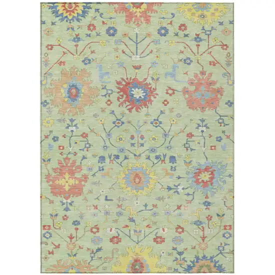 Mint Green And Salmon Faux Bois Washable Indoor Outdoor Area Rug Photo 1