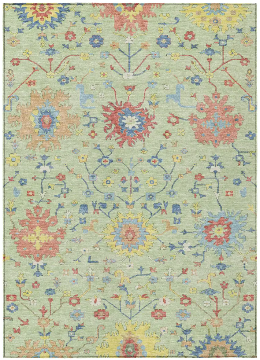 Mint Green And Salmon Faux Bois Washable Indoor Outdoor Area Rug Photo 1