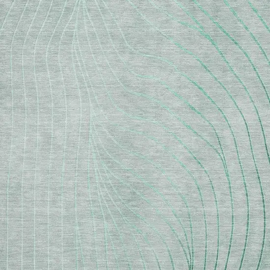 Mint Green And Silver Abstract Washable Area Rug With UV Protection Photo 3