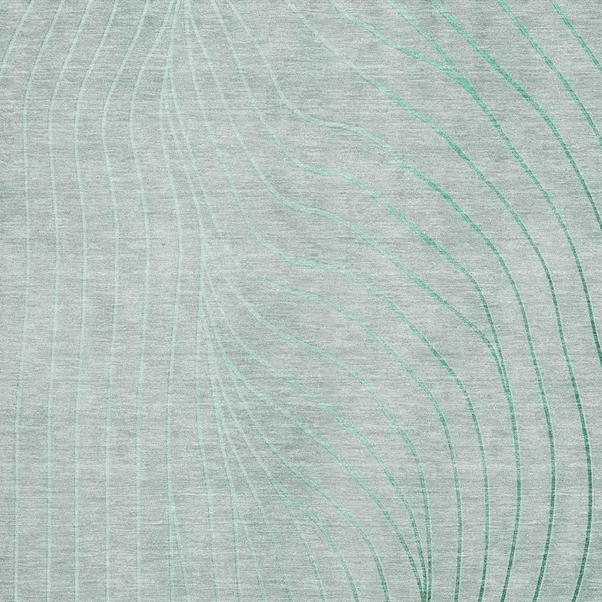 Mint Green And Silver Abstract Washable Area Rug With UV Protection Photo 3