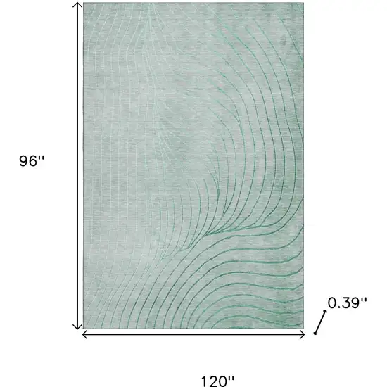 Mint Green And Silver Abstract Washable Area Rug With UV Protection Photo 9