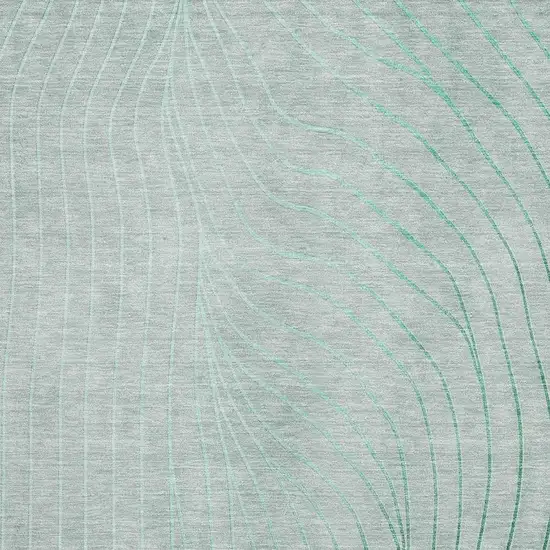 Mint Green And Silver Abstract Washable Area Rug With UV Protection Photo 3