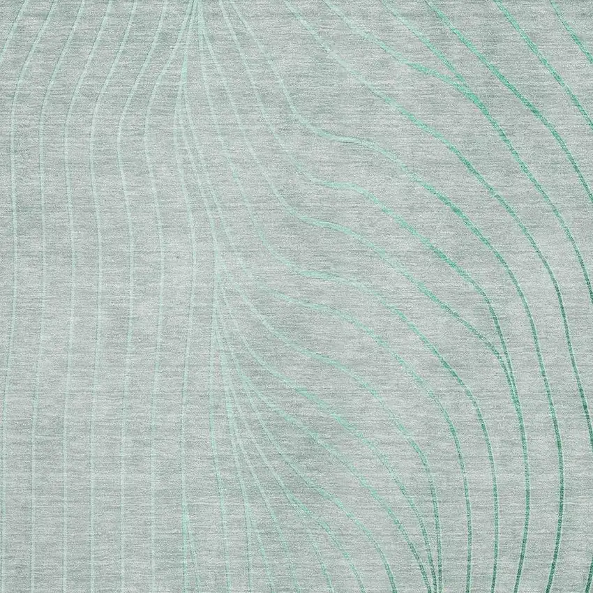 Mint Green And Silver Abstract Washable Area Rug With UV Protection Photo 3