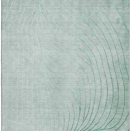 Mint Green And Silver Abstract Washable Area Rug With UV Protection Photo 4