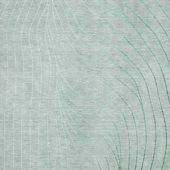 Mint Green And Silver Abstract Washable Area Rug With UV Protection Photo 3