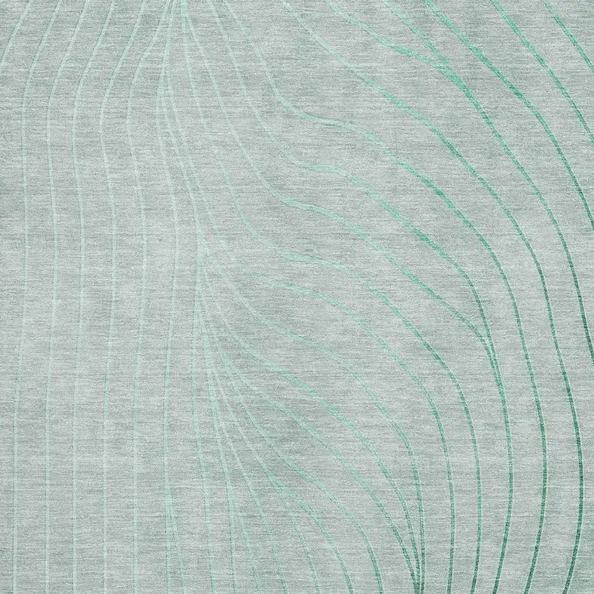 Mint Green And Silver Abstract Washable Area Rug With UV Protection Photo 3