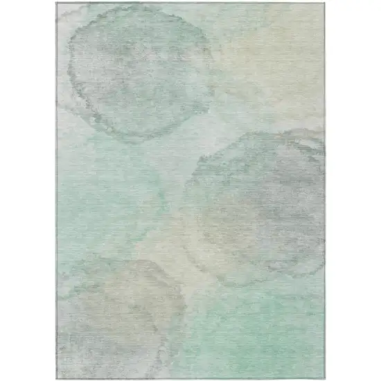 Mint Green And Teal Blue Abstract Washable Indoor Outdoor Area Rug Photo 1