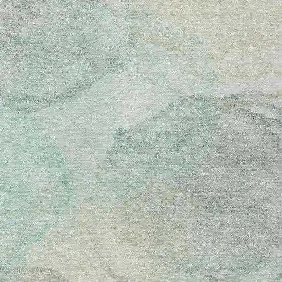 Mint Green And Teal Blue Abstract Washable Indoor Outdoor Area Rug Photo 2