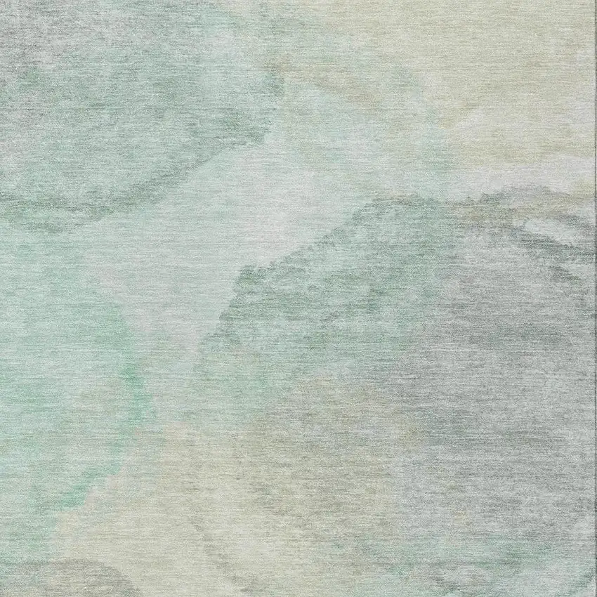 Mint Green And Teal Blue Abstract Washable Indoor Outdoor Area Rug Photo 2