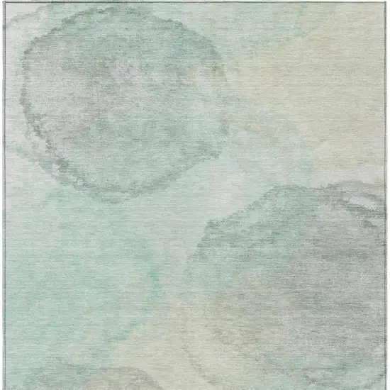 Mint Green And Teal Blue Abstract Washable Indoor Outdoor Area Rug Photo 3