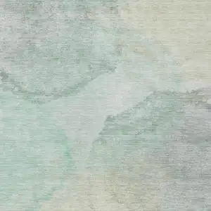 Photo of Mint Green And Teal Blue Abstract Washable Indoor Outdoor Area Rug