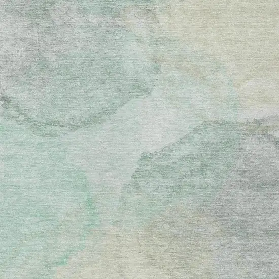 Mint Green And Teal Blue Abstract Washable Indoor Outdoor Area Rug Photo 2