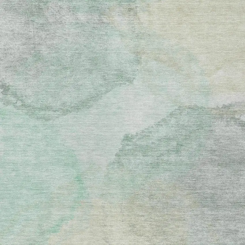 Mint Green And Teal Blue Abstract Washable Indoor Outdoor Area Rug Photo 2