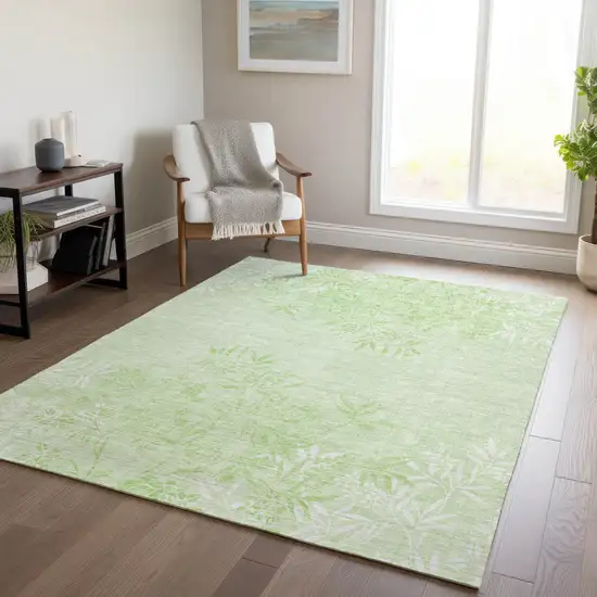 Mint Green Artichoke Green And Ivory Floral Washable Indoor Outdoor Area Rug Photo 7
