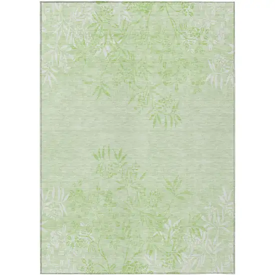 Mint Green Artichoke Green And Ivory Floral Washable Indoor Outdoor Area Rug Photo 2