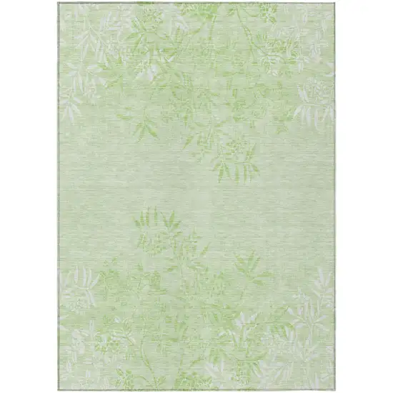 Mint Green Artichoke Green And Ivory Floral Washable Indoor Outdoor Area Rug Photo 2