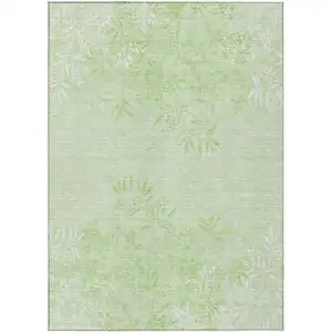 Photo of Mint Green Artichoke Green And Ivory Floral Washable Indoor Outdoor Area Rug