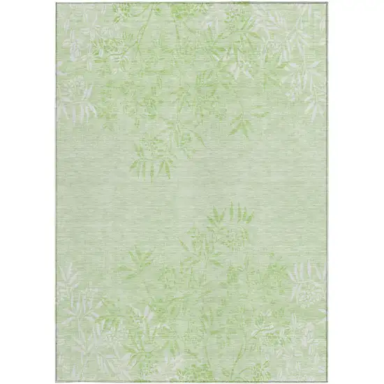Mint Green Artichoke Green And Ivory Floral Washable Indoor Outdoor Area Rug Photo 5