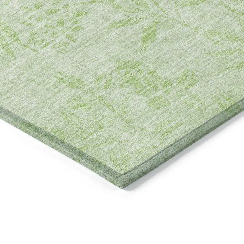 Mint Green Artichoke Green And Ivory Floral Washable Indoor Outdoor Area Rug Photo 4