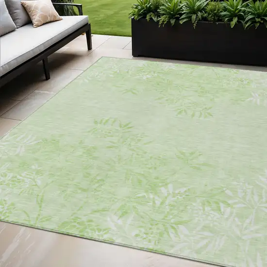 Mint Green Artichoke Green And Ivory Floral Washable Indoor Outdoor Area Rug Photo 1