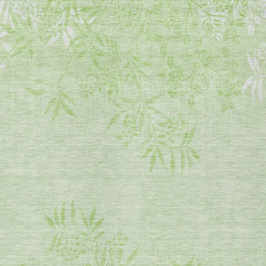 Mint Green Artichoke Green And Ivory Floral Washable Indoor Outdoor Area Rug Photo 5