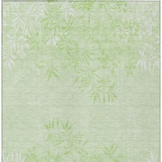 Mint Green Artichoke Green And Ivory Floral Washable Indoor Outdoor Area Rug Photo 6