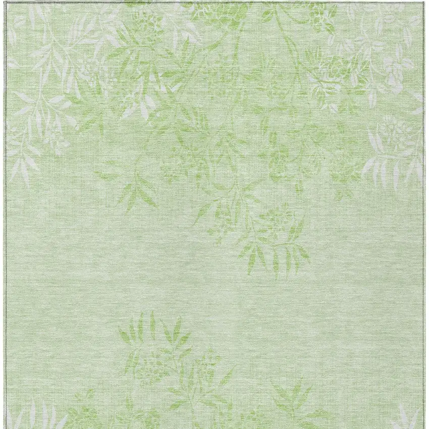 Mint Green Artichoke Green And Ivory Floral Washable Indoor Outdoor Area Rug Photo 6